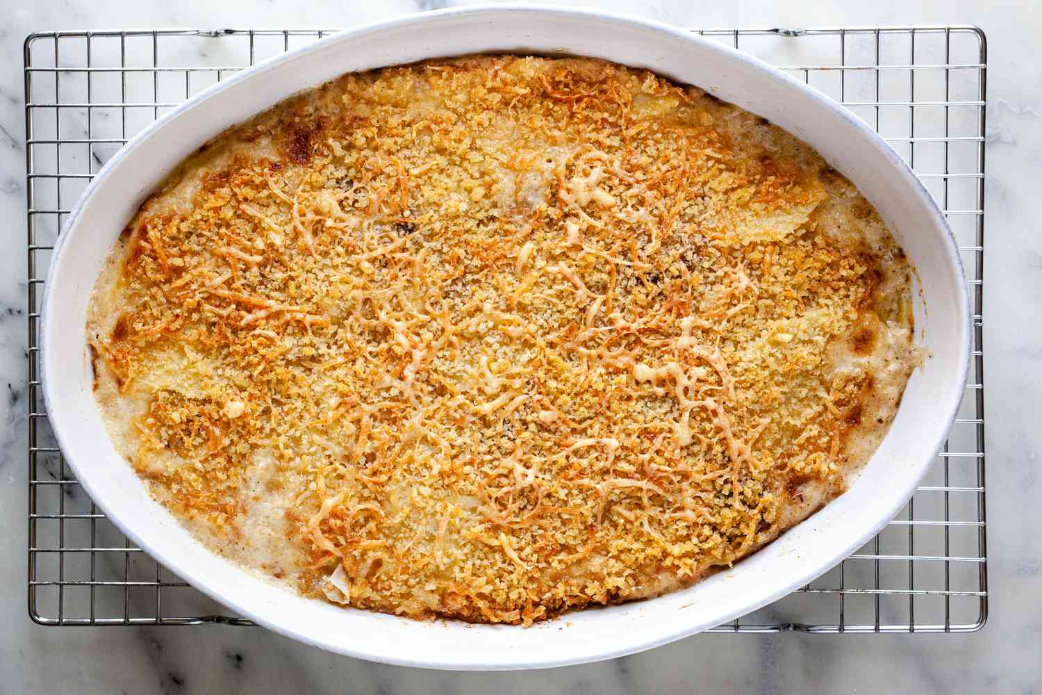 Scalloped Potatoes Cooling on a Rack