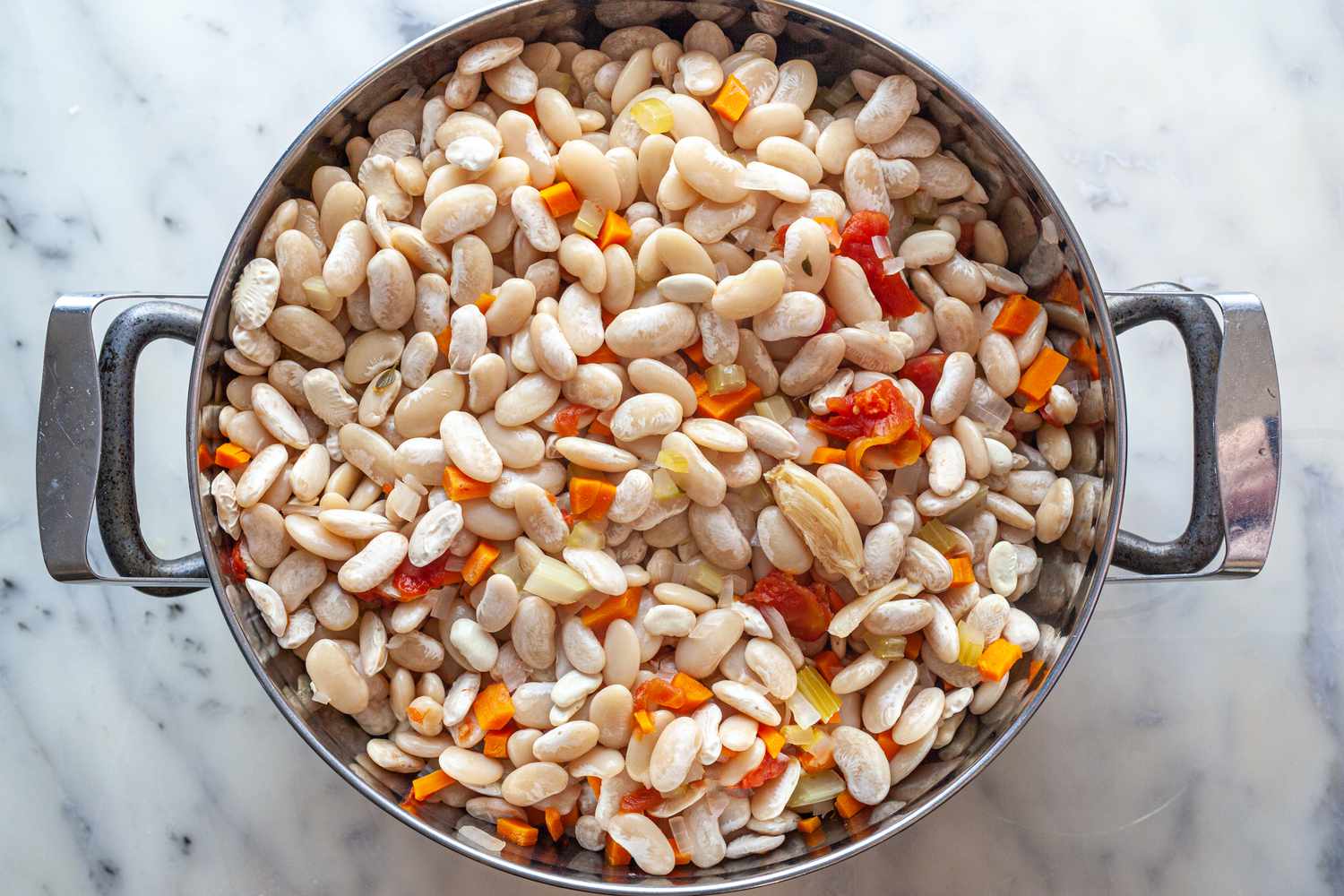 Strained cooked beans.