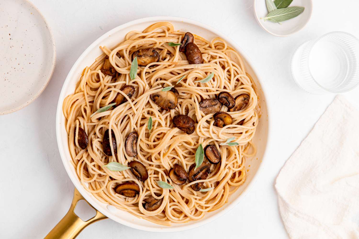 Creamy Miso Mushroom Pasta in a Skillet
