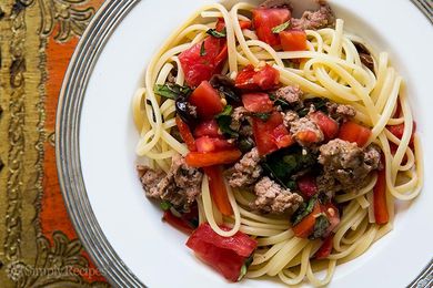 Pasta with Sausage Tomatoes Roasted Peppers