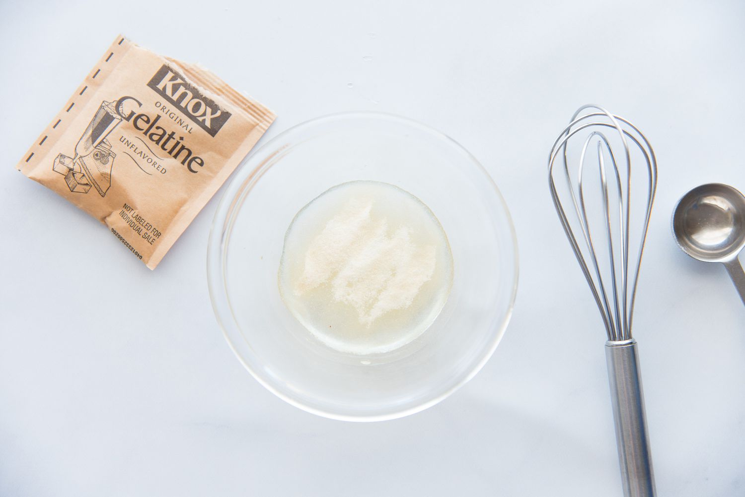 Softening gelatin to make stabilized whipped cream.