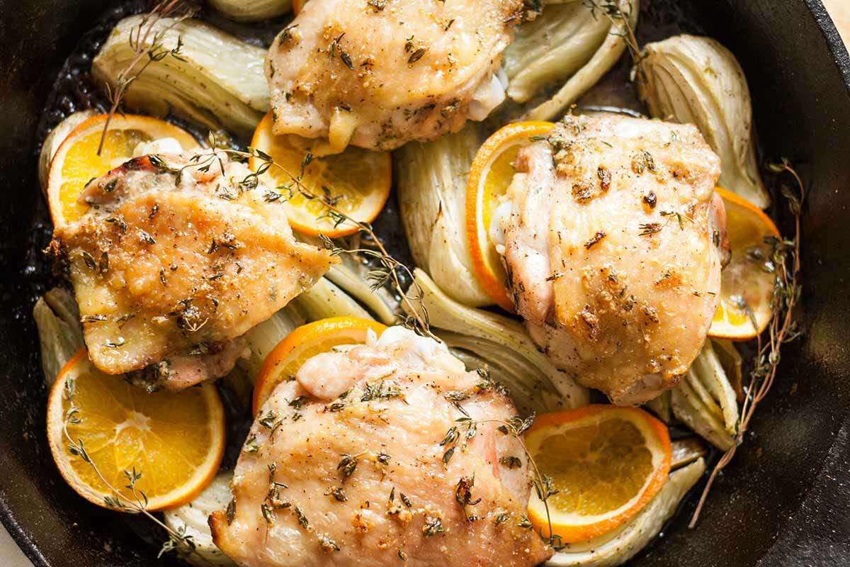 Roast Chicken Thighs with Fennel and Orange