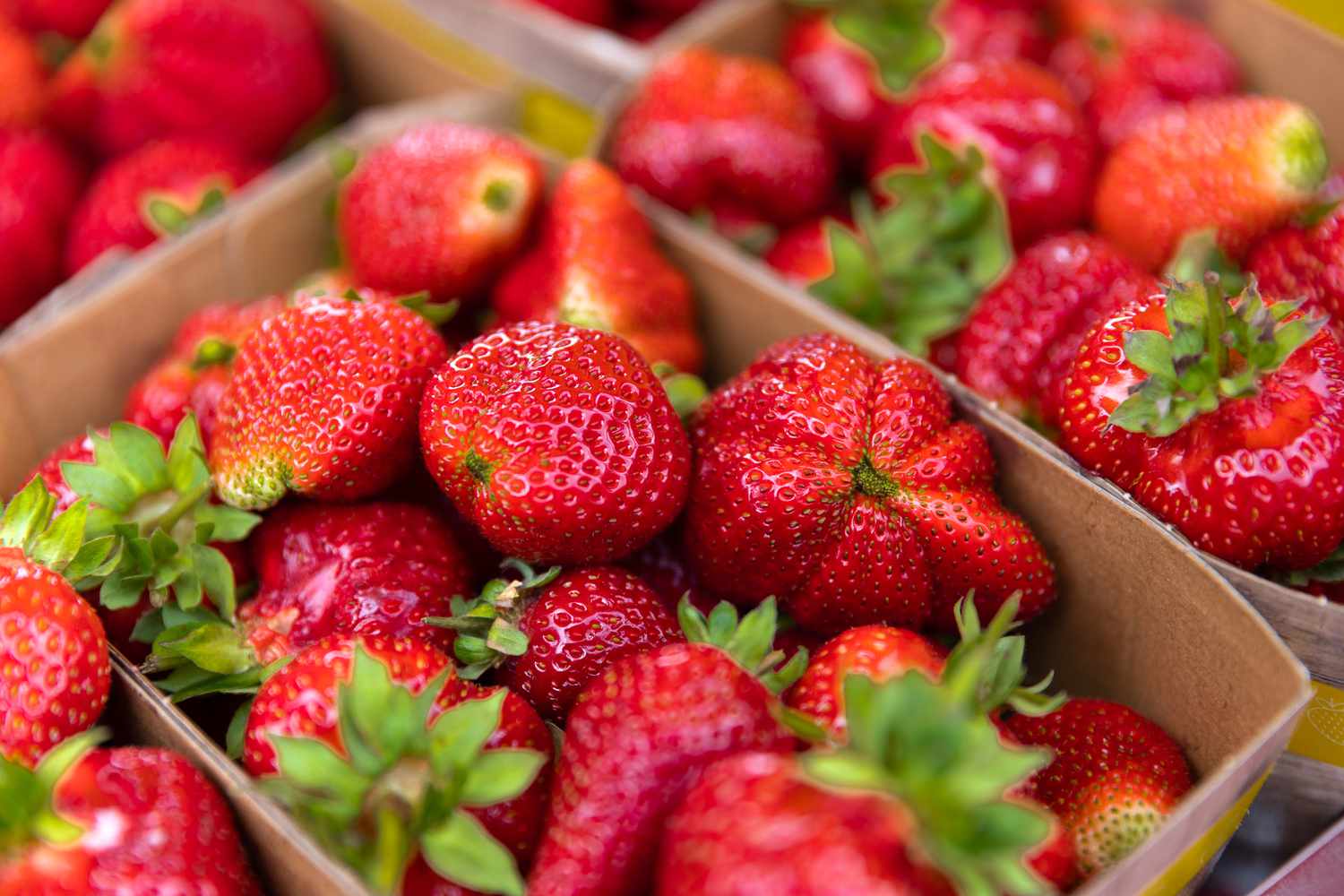 strawberries in a cardboard box