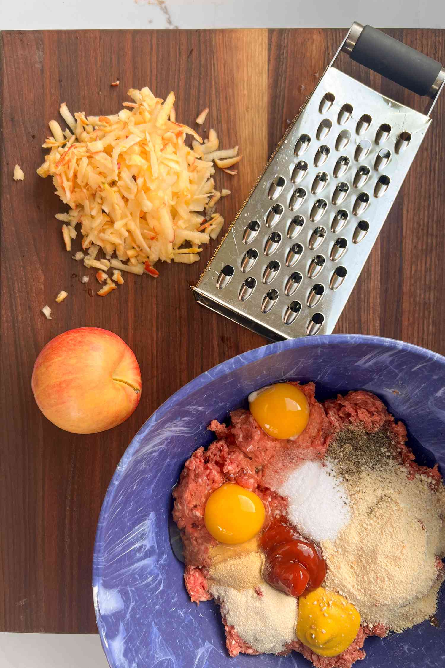 meatloaf mixture with a grated apple