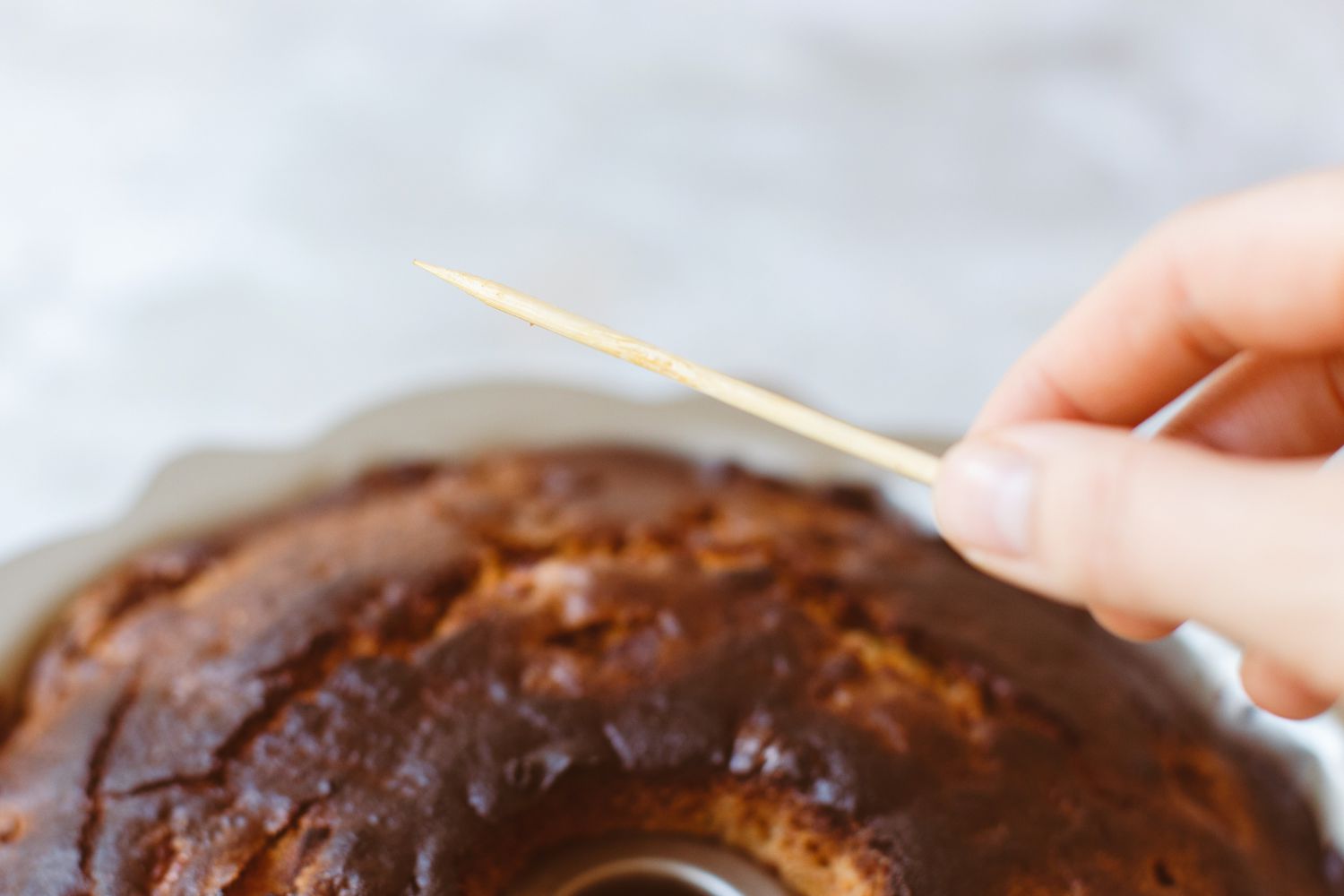 Toothpick Check on Best Fresh Apple Bundt Cake Recipe