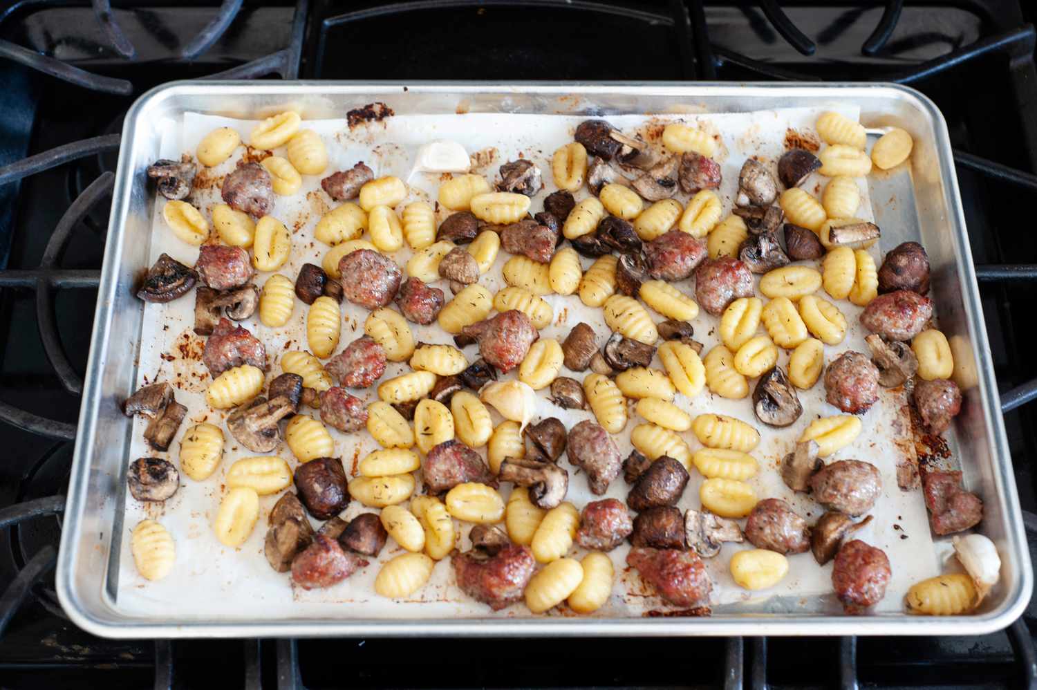 Baked Sheet Pan Gnocchi, Sausage, and Mushrooms