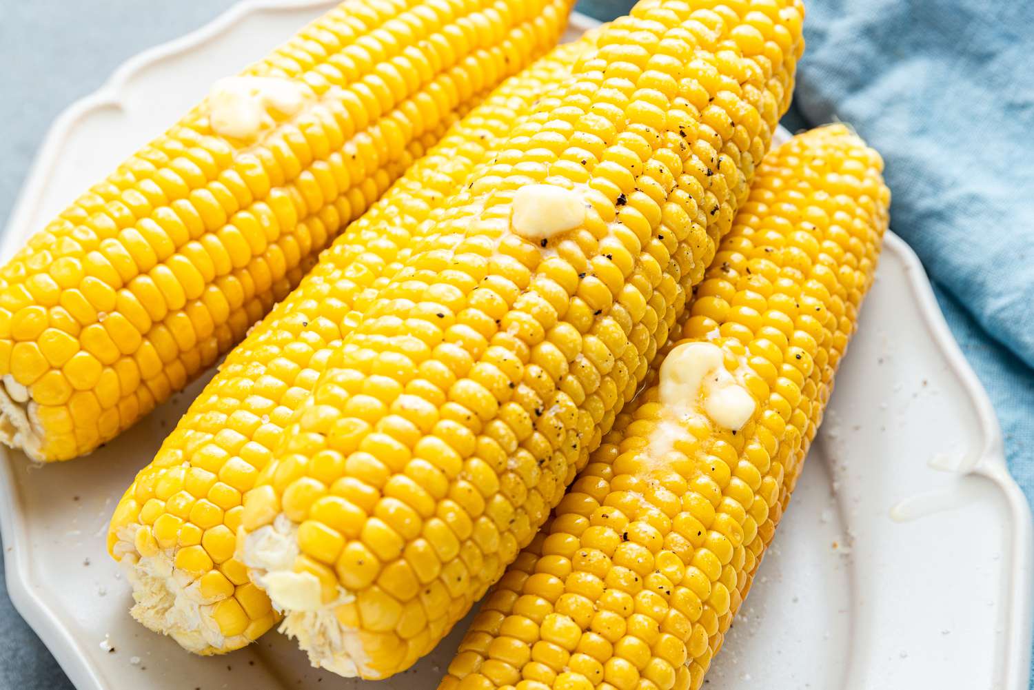 Platter of Seasoned and Buttered Grilled Corn on the Cob 