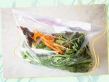 Food scraps in a zip-top bag