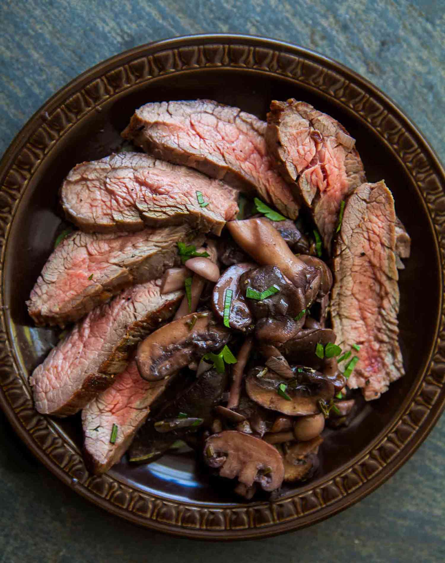 Grilled Flank Steak with Mushrooms