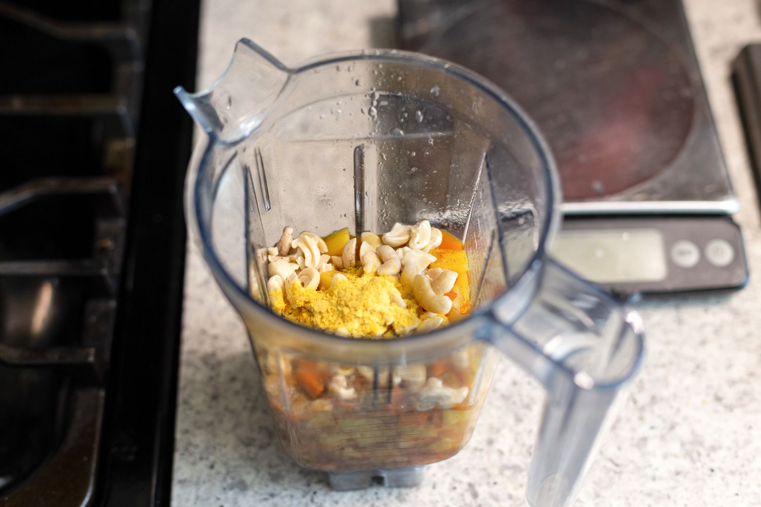 Add. cashews to blender for vegan queso