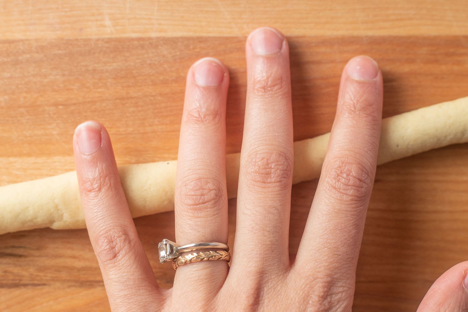 Cavatelli Dough Rolled Into a Thin Log