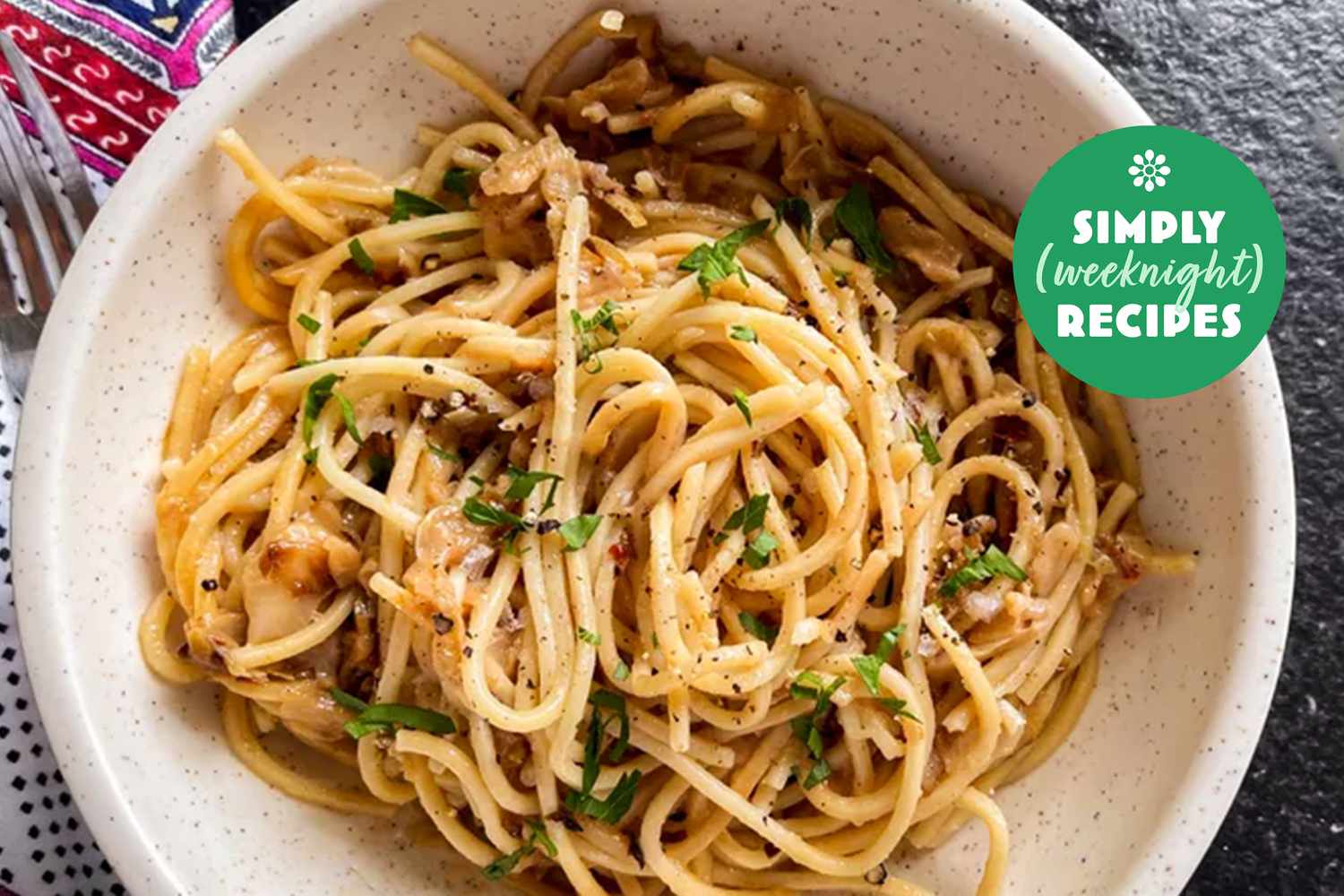 spaghetti in a white bowl 