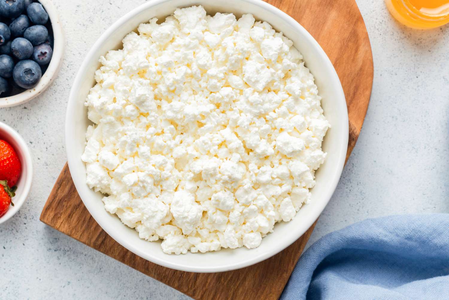 cottage cheese in a white bowl