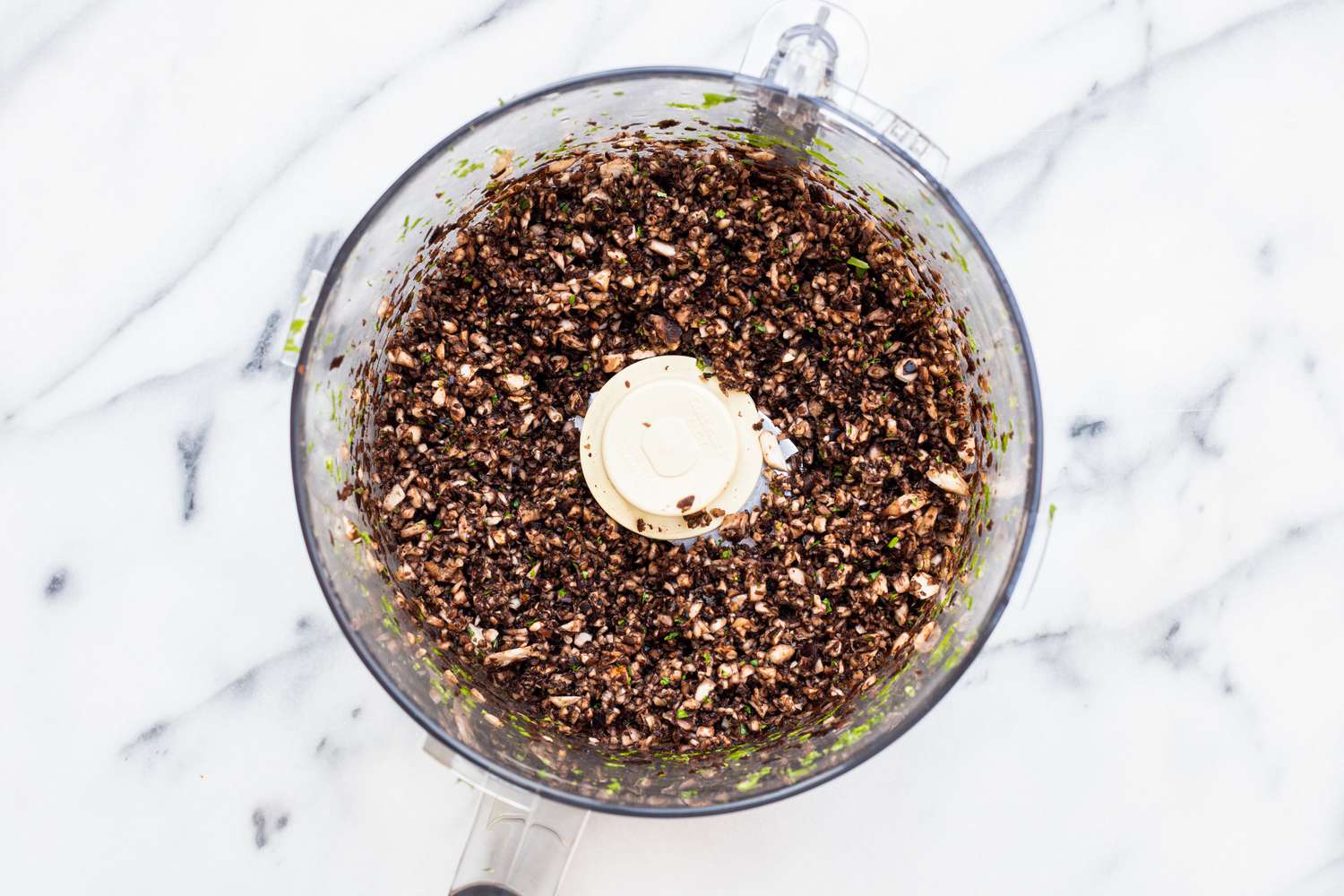 Minced Portobello in Food Processor for Kale and Mushroom Egg Bites