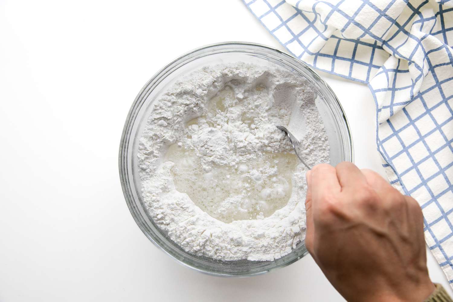 Bowl of Glutinous Rice Flour Mixed with Hot Water for Tangyuan Recipe