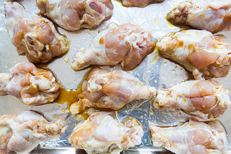 Wings tossed in honey ginger marinade for honey chicken wings