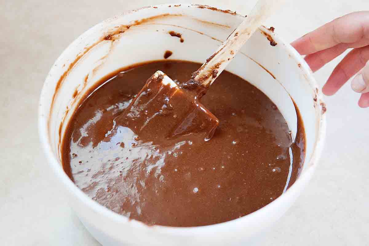 Chocolate Sour Cream Cake with Fudge Frosting - batter mixed!