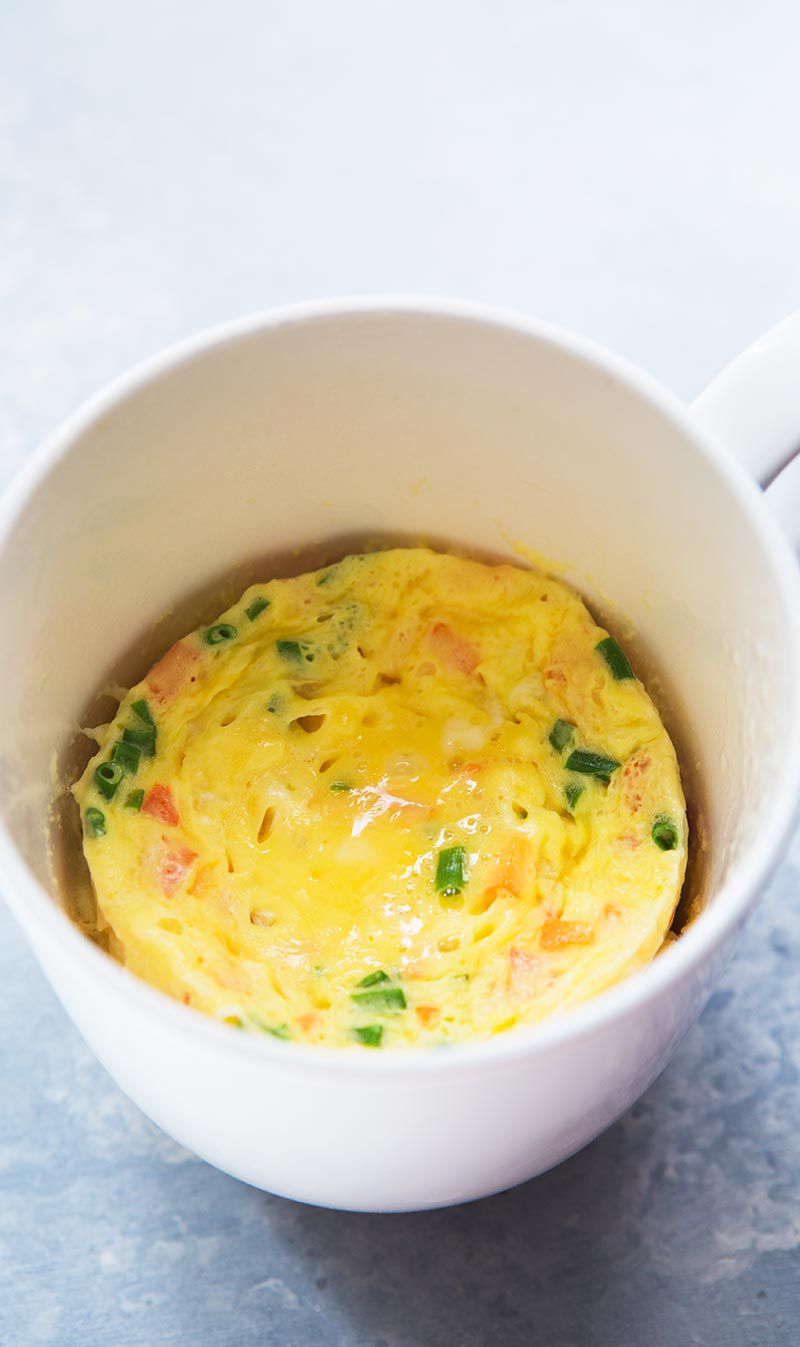 Omelette cooked in a mug viewed from above
