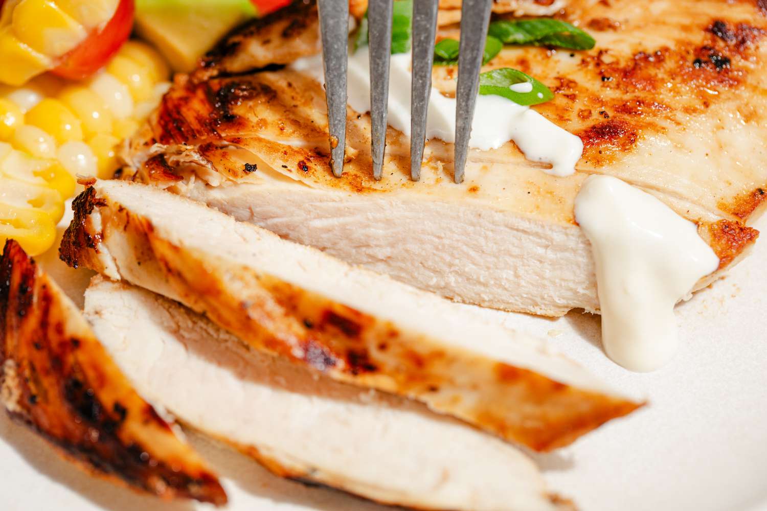 close up of ranch chicken cross section cut