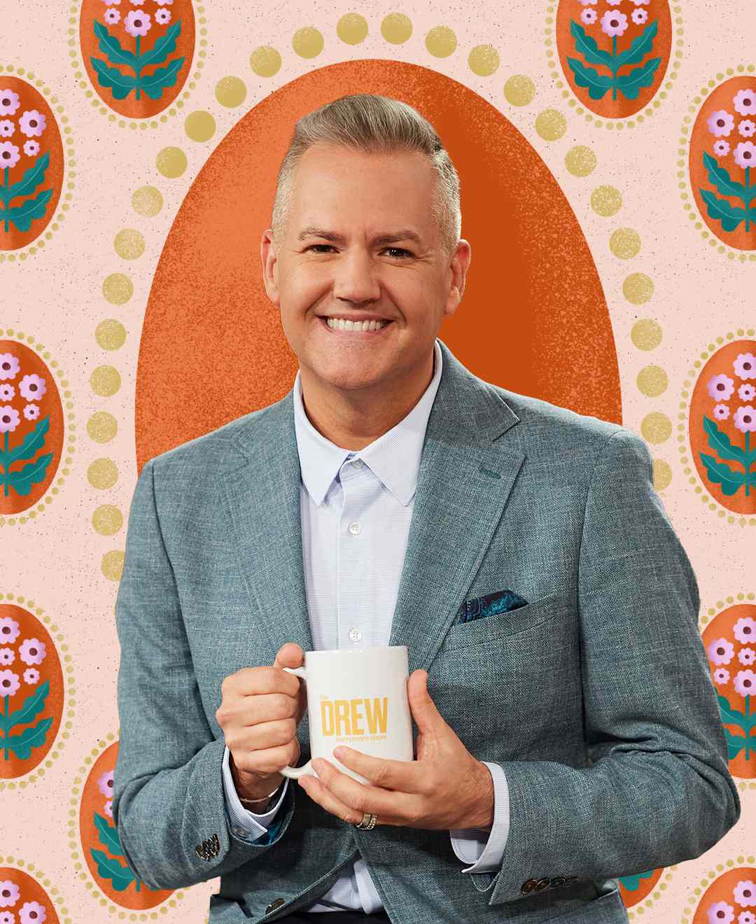 Portrait of Ross Mathews on a floral background