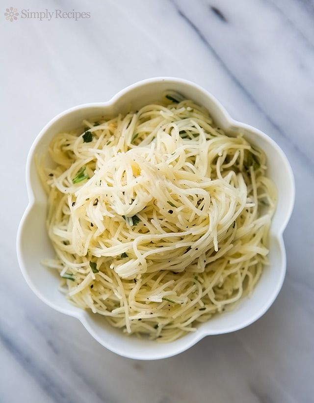Angel Hair Pasta with Garlic Herbs and Parmesan