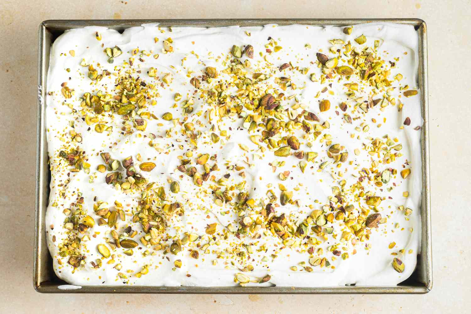 Tray of Tres Leches with Pistachio and Cardamom
