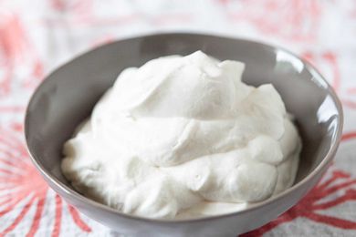 Homemade Whipped Cream - whipping cream in grey dish