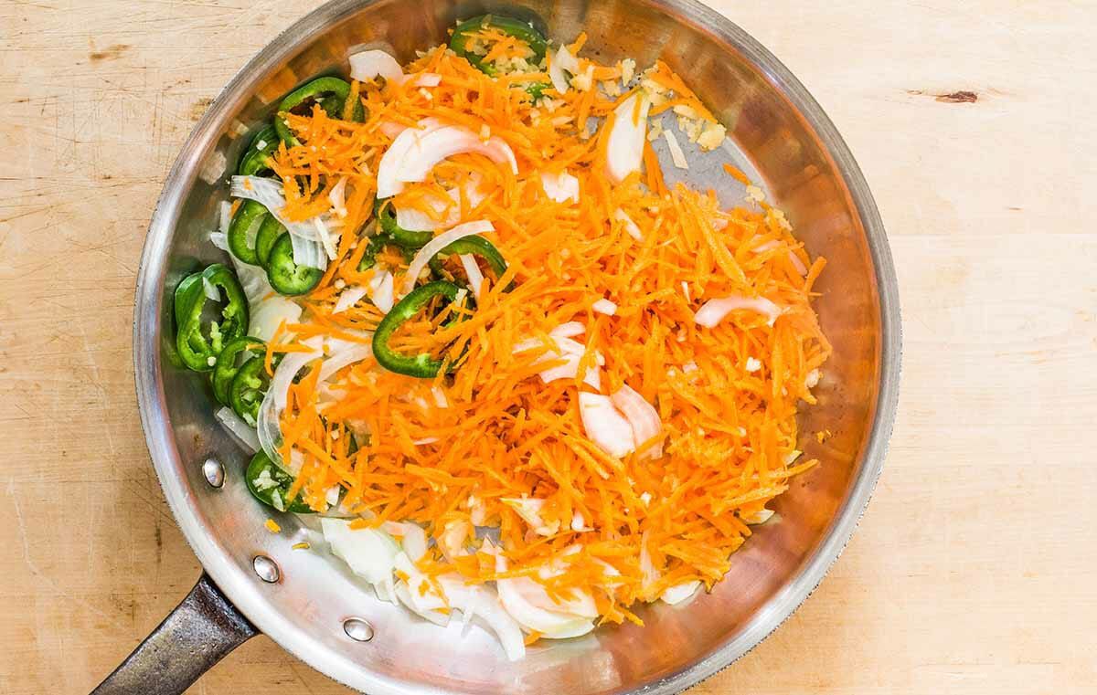 cook the vegetables for the Singapore Street Noodles with Shrimp