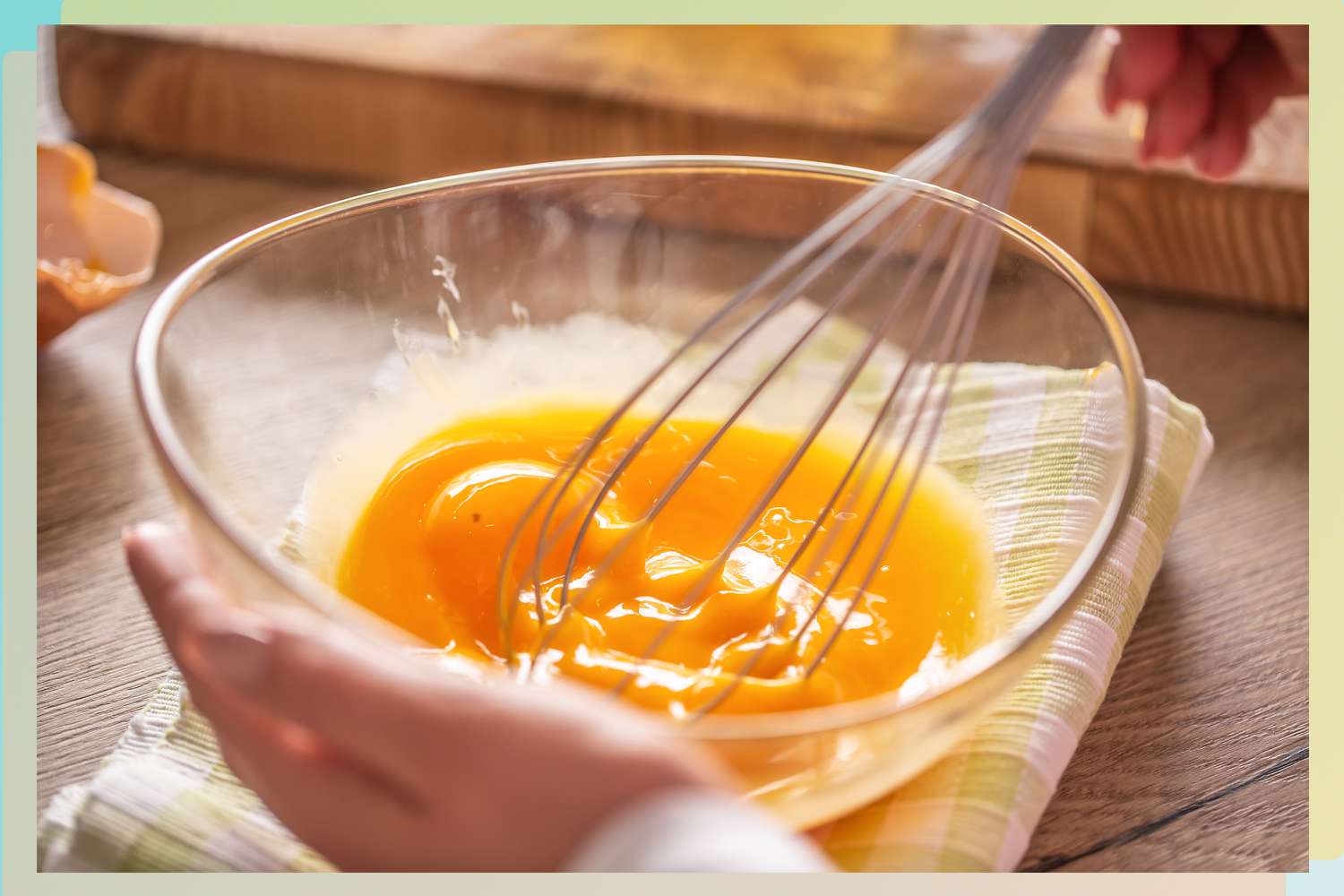 Whisking egg with blood spot on it