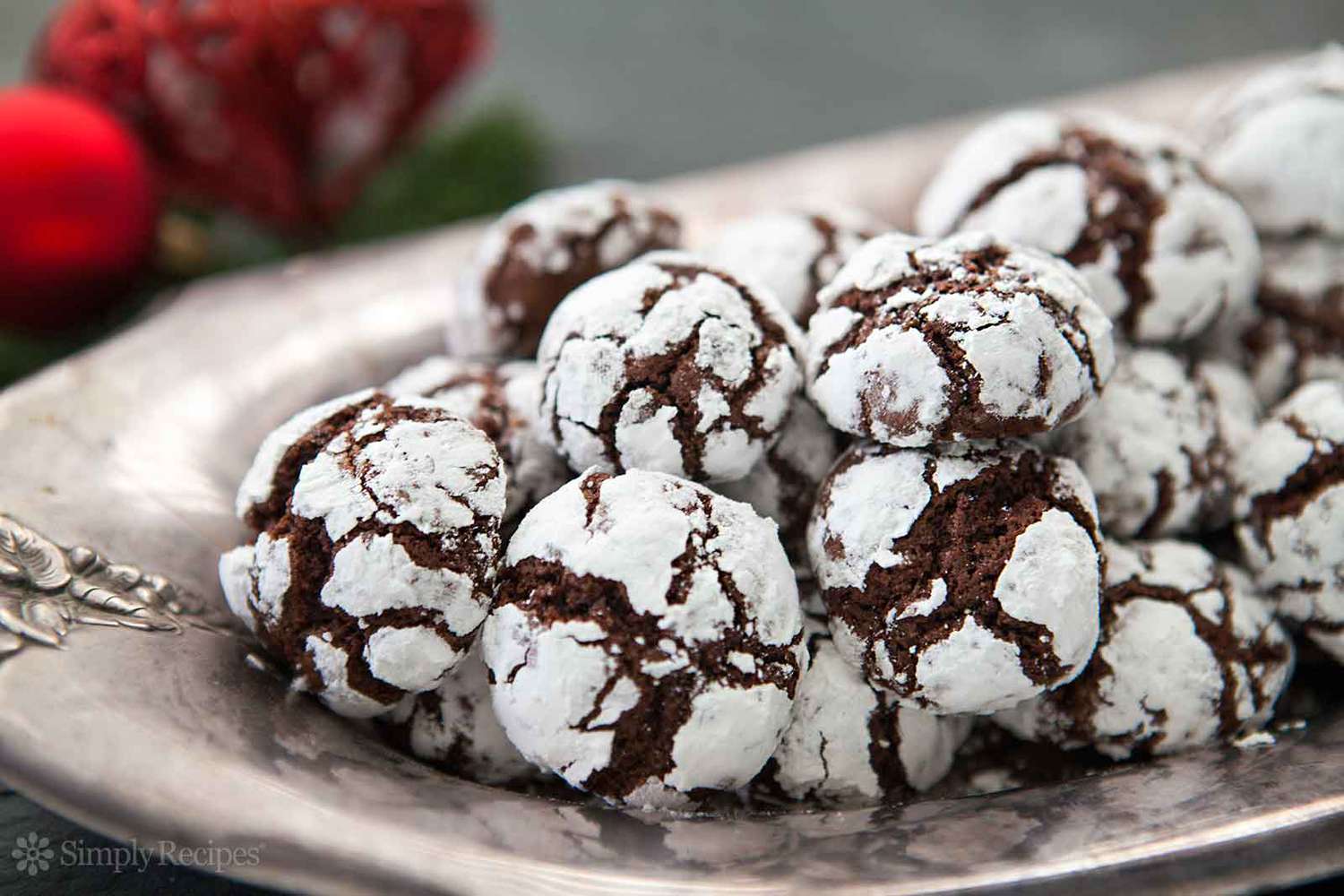 Chocolate Crinkle Cookies on Plate