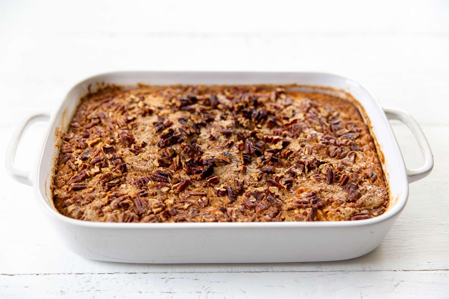 cooked Pumpkin Dump Cake in baking dish