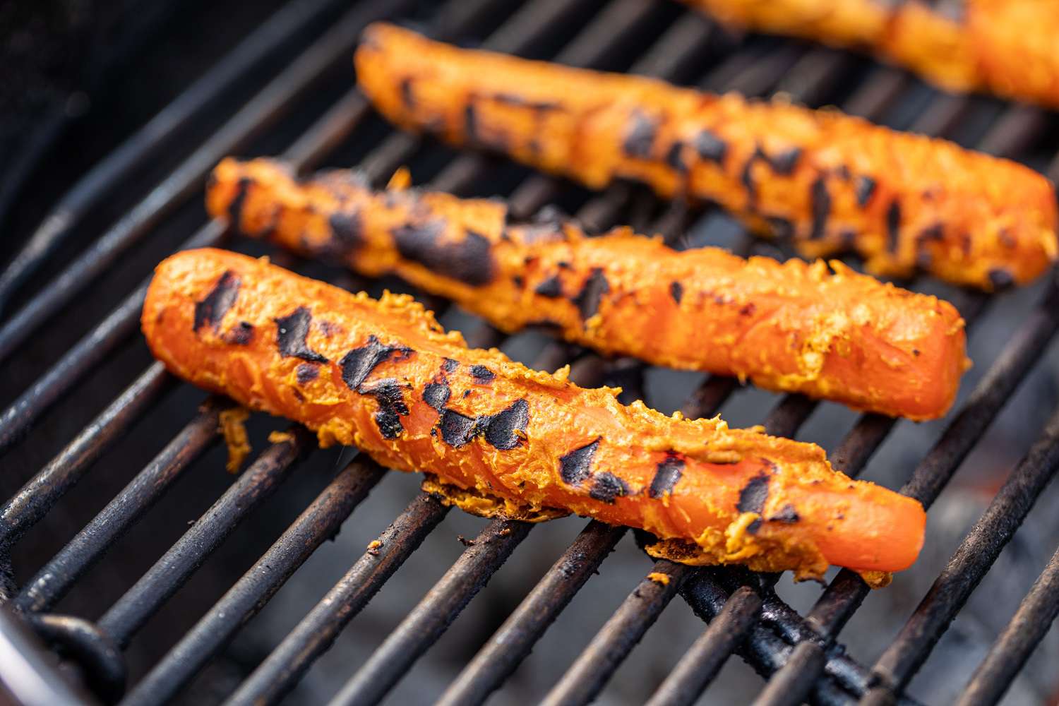 Grilled Carrot Dogs with BBQ Mustard Paste