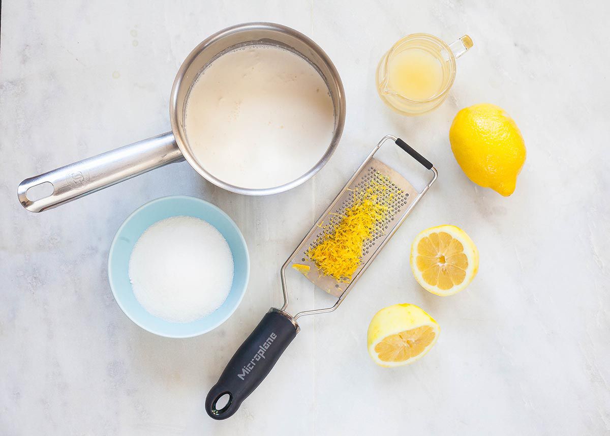 Easy Lemon Pudding with just 4-ingredients: whipping cream, sugar, lemon zest and lemon juice
