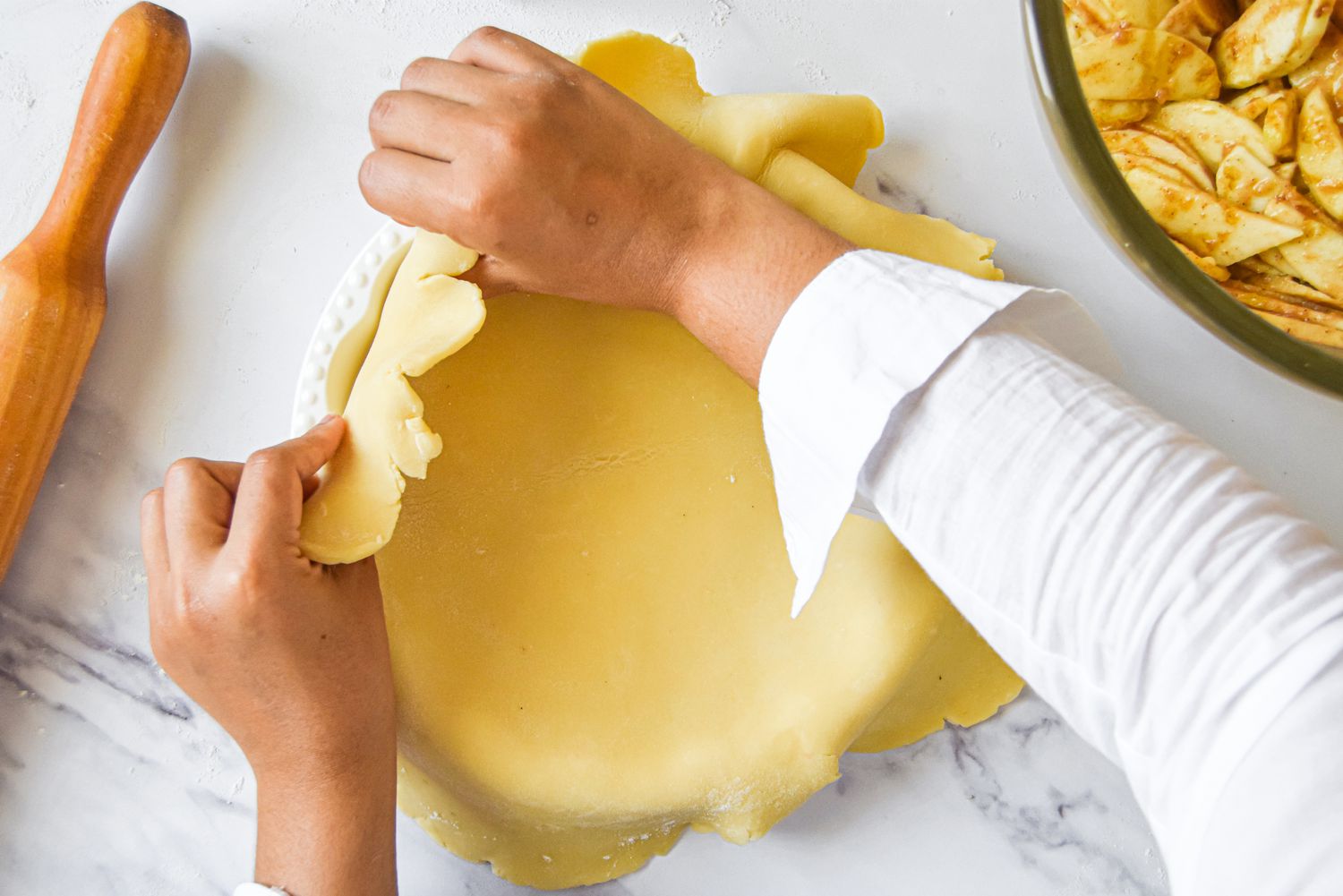 Homemade Apple Pie Dough Placed in Pie Plate