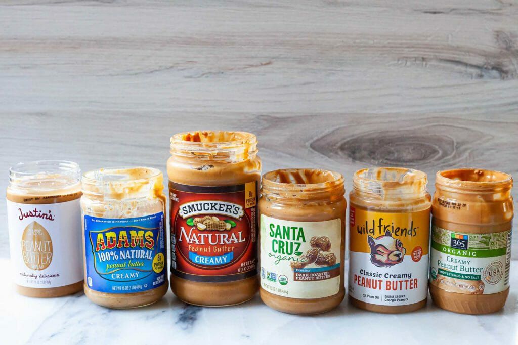 Six jars of natural creamy peanut butter to find out the best