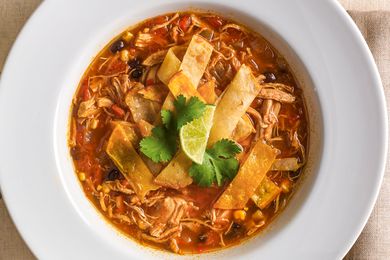 Corn tortillas on a tortilla soup