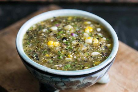 Grilled Tomatillo Corn Salsa