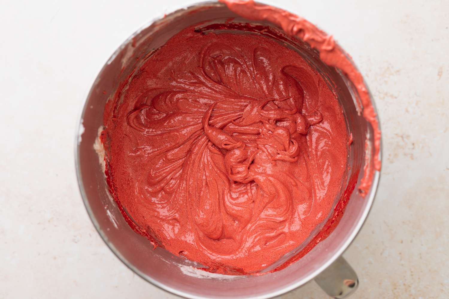 Combine the wet and the dry for the red velvet cake 