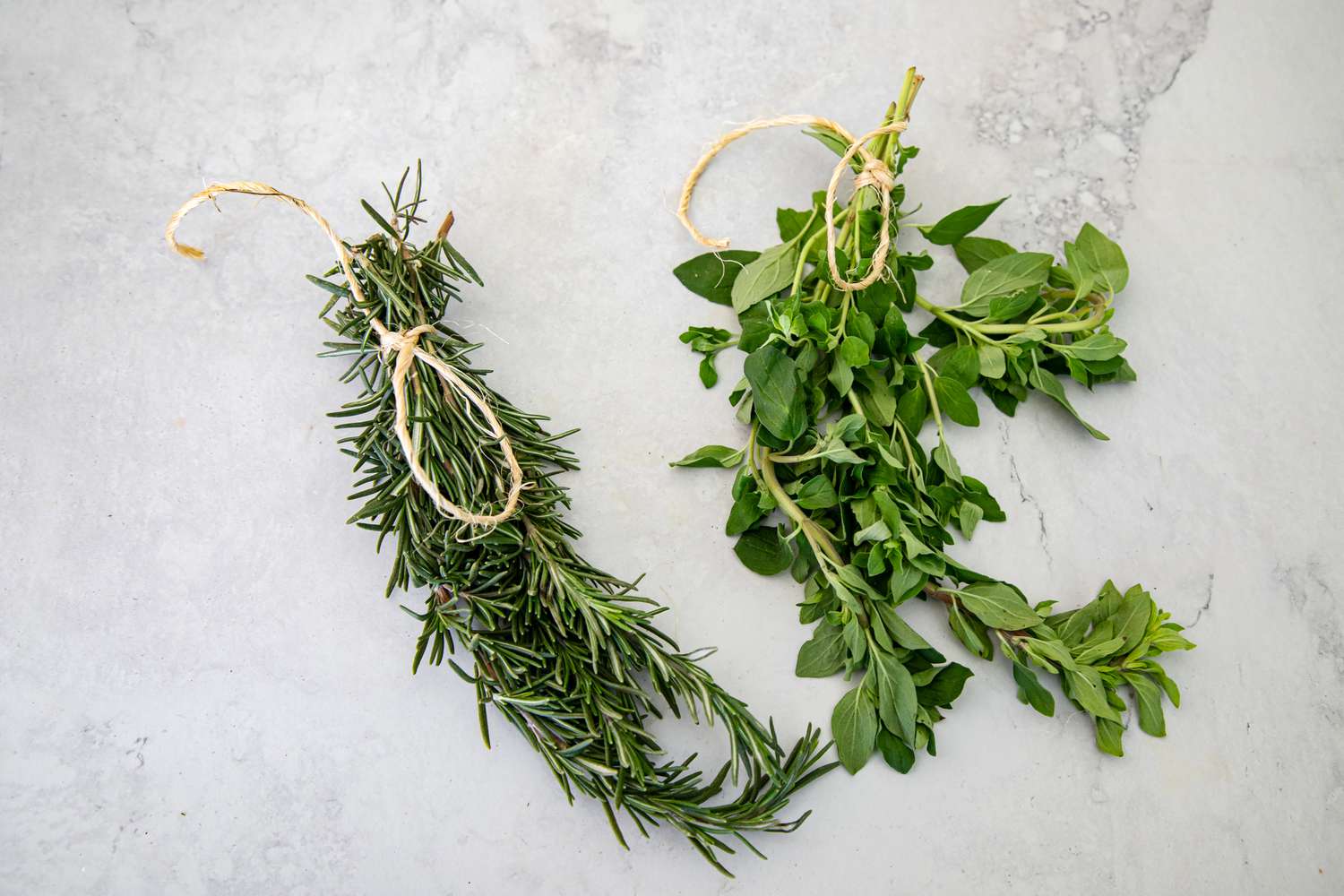 Sprigs of Herbs Tied Together with Kitchen Twine