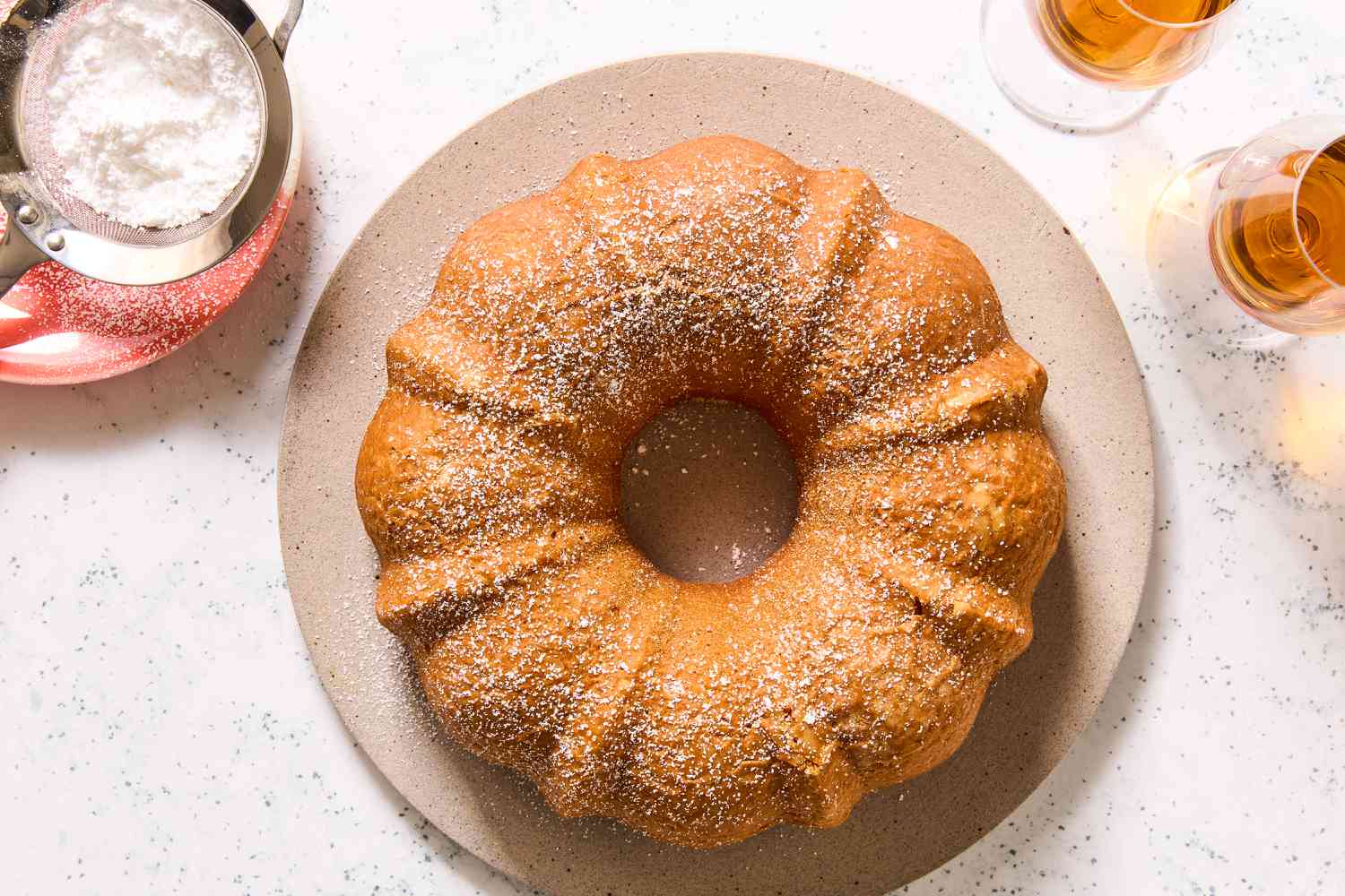 My Mom's Wine Cake recipe on a platter