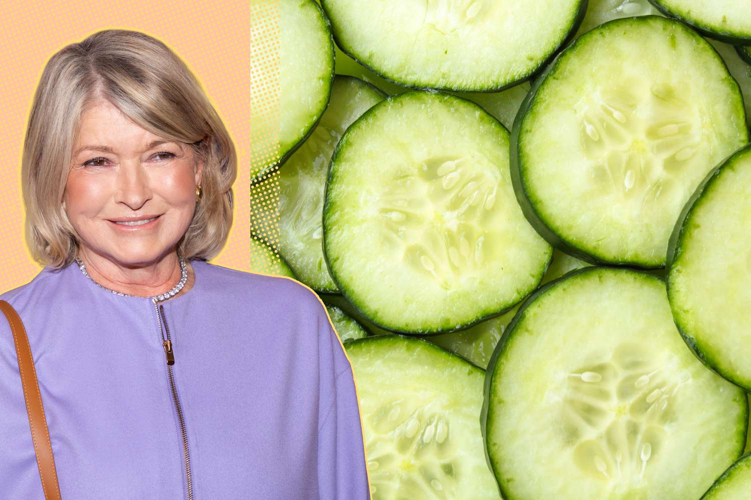 Martha Stewart with sliced cucumbers in the background