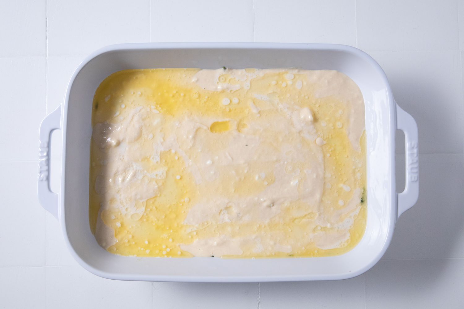 melted butter added on top of batsaria in casserole dish