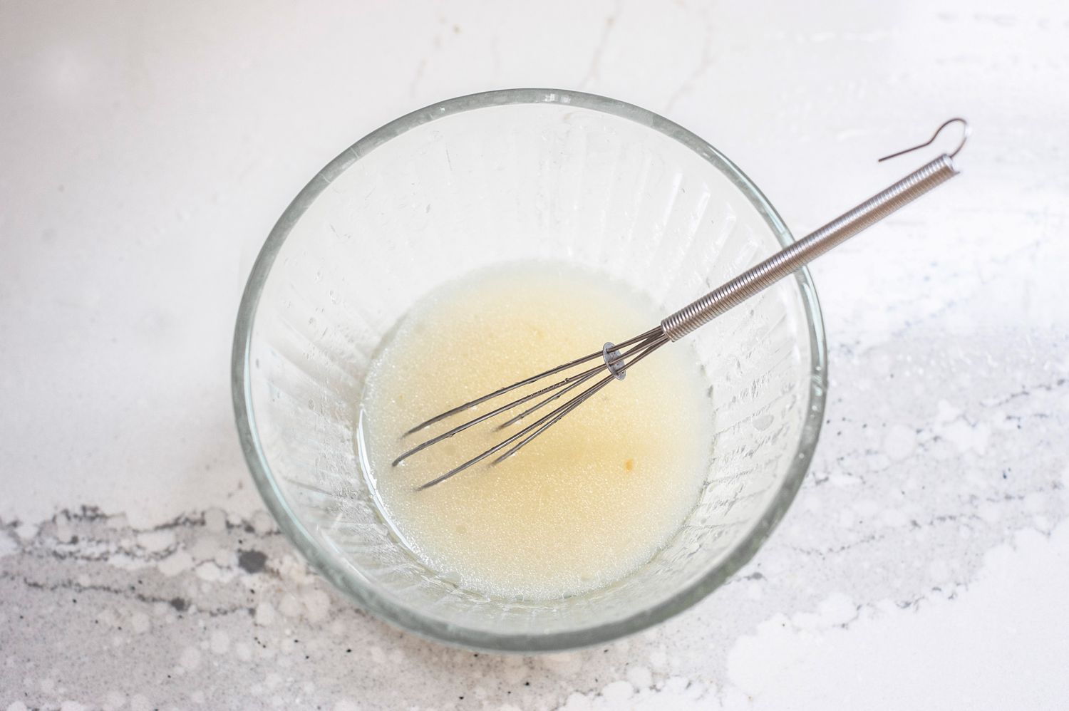 Bowl of Whisked Dressing for Sheet Pan Recipe 
