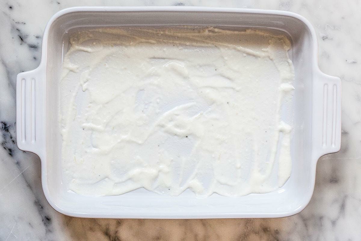 Butternut Squash and Spinach Lasagna spread the bechamel