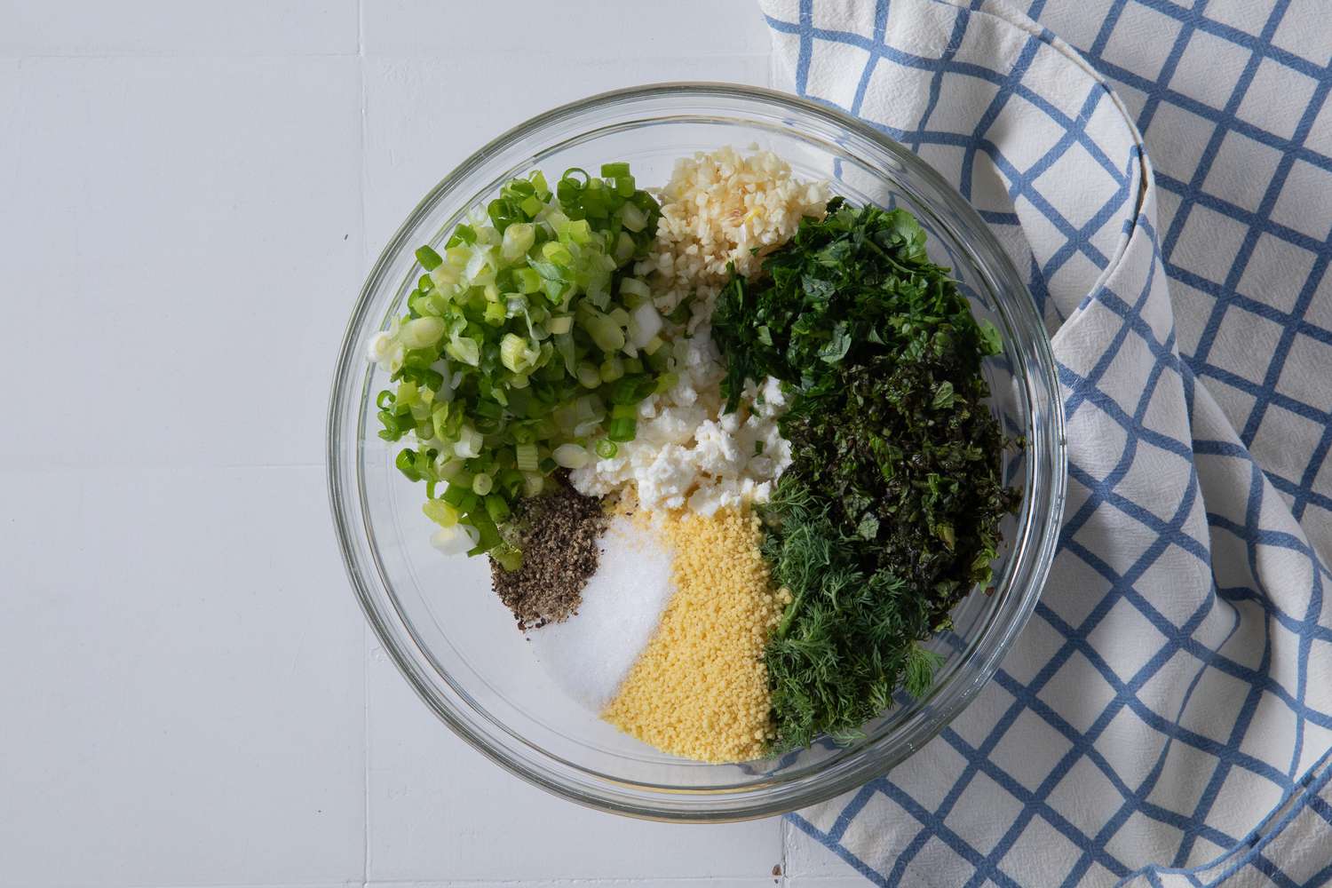 batsaria filling ingredients in a bowl (not mixed) for batsaria recipe
