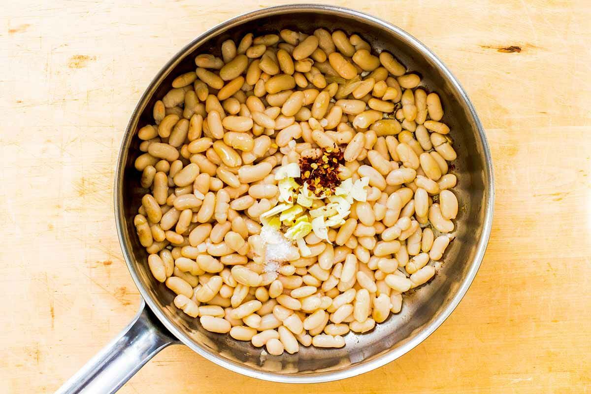 Rapini with White Beans and Lemon warm the beans