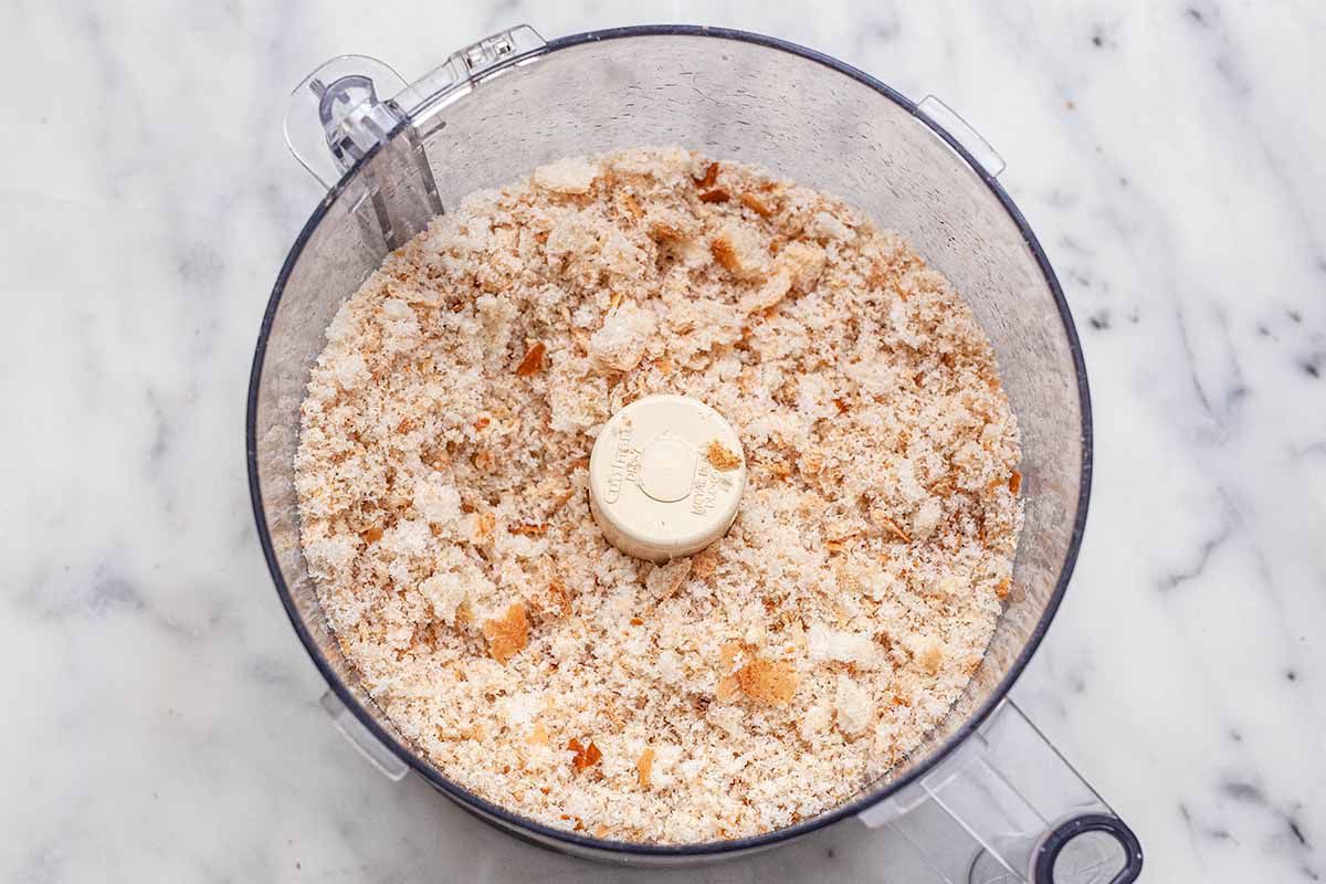 Easy Breadcrumb Recipe - breadcrumbs in food processor