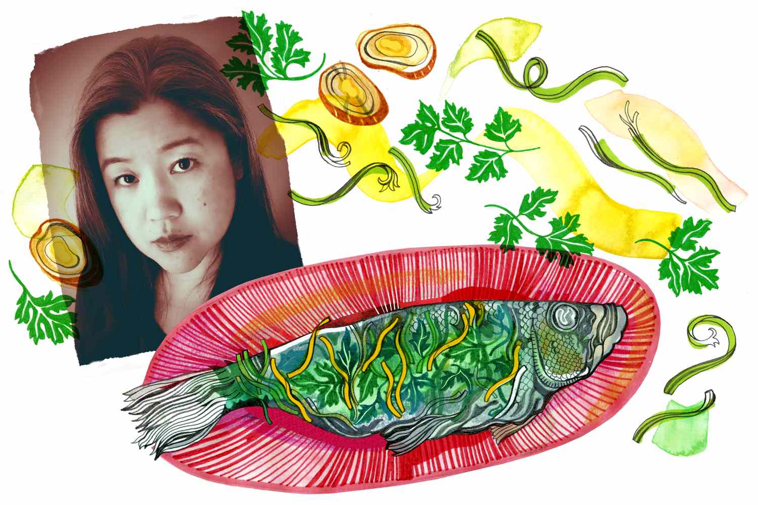 Illustration of fried fish for Chinese New Year