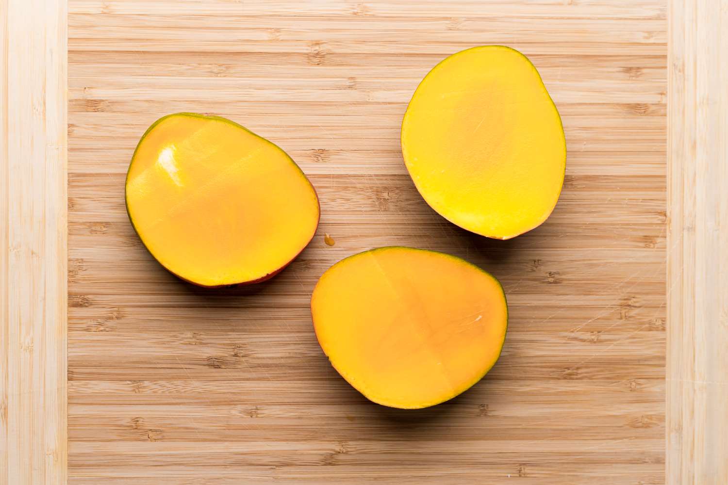 A mango with the mango seed removed.