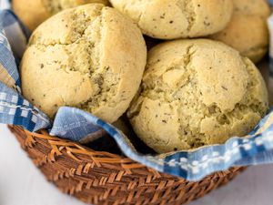 Gluten-Free Dinner Rolls with Garlic and Herbs in a Basket